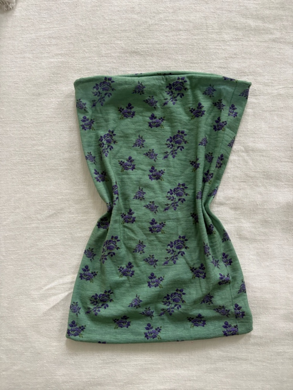 Green Floral Tube Top - Purple Flower Print